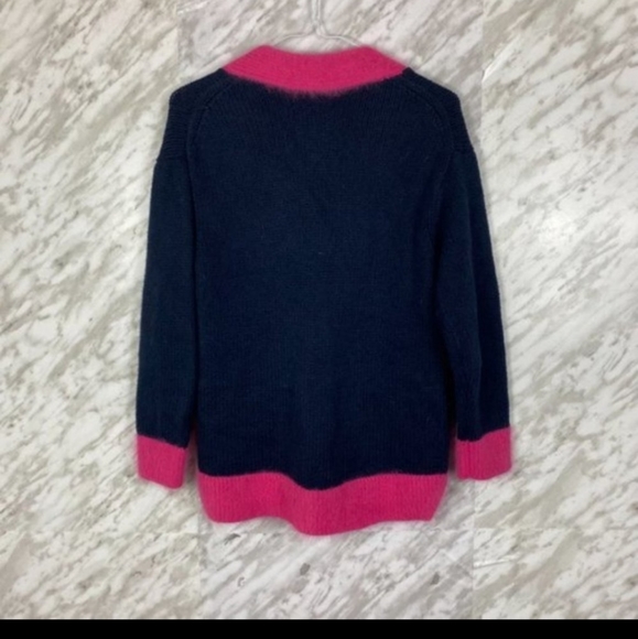 Juicy Couture Angora Trim Knit Cardigan Navy, Pink, Soft, Y2K - Picture 3 of 6